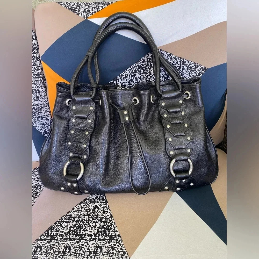 Kenneth Cole New York Black Pebbled Leather Hobo Bag - Excellent Used Condition
